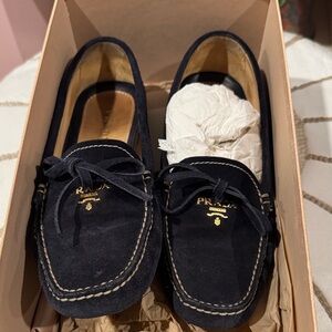 Prada Midnight Blue Suede Loafers